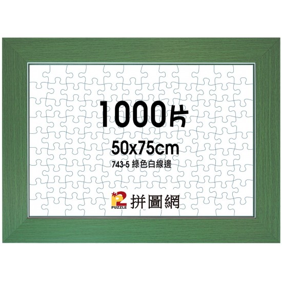 1000-743-5 綠色 1000片平面細白線木框